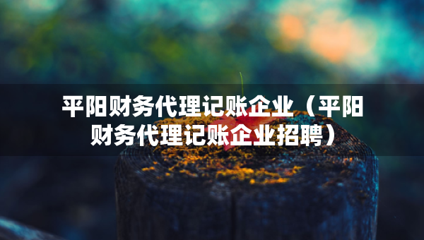 平陽(yáng)財(cái)務(wù)代理記賬企業(yè)（平陽(yáng)財(cái)務(wù)代理記賬企業(yè)招聘）