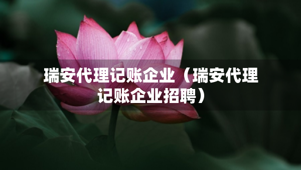 瑞安代理記賬企業(yè)（瑞安代理記賬企業(yè)招聘）