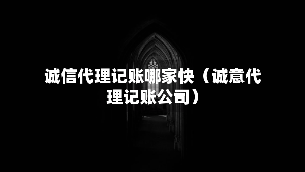 誠信代理記賬哪家快（誠意代理記賬公司）