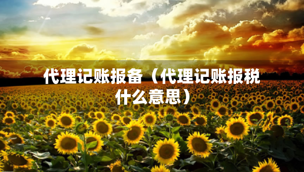 代理記賬報備（代理記賬報稅什么意思）