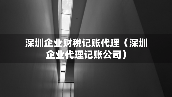 深圳企業(yè)財(cái)稅記賬代理（深圳企業(yè)代理記賬公司）