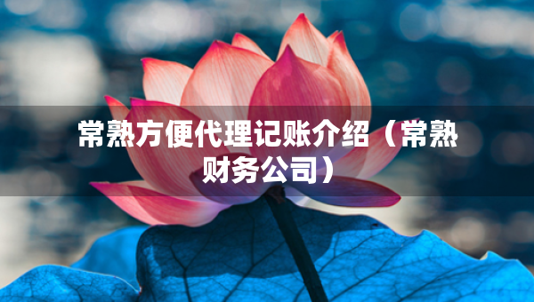 常熟方便代理記賬介紹（常熟財(cái)務(wù)公司）