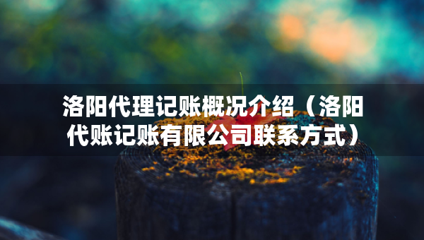 洛陽代理記賬概況介紹（洛陽代賬記賬有限公司聯(lián)系方式）