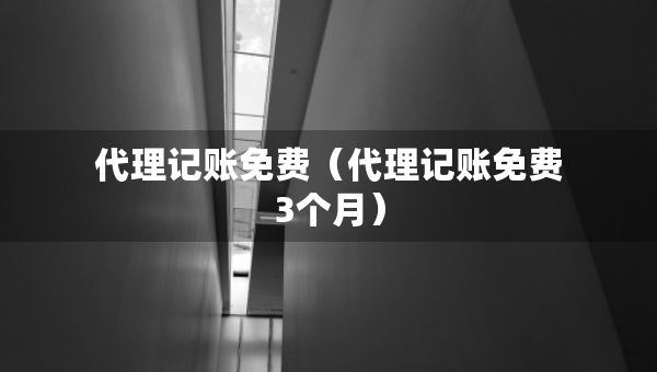 代理記賬免費（代理記賬免費3個月）