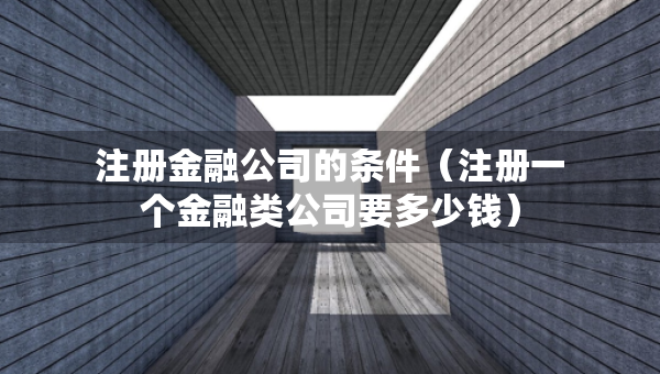 注冊金融公司的條件（注冊一個金融類公司要多少錢）