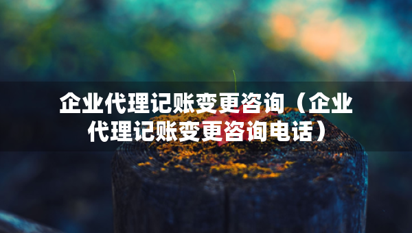 企業(yè)代理記賬變更咨詢（企業(yè)代理記賬變更咨詢電話）