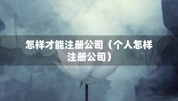 怎樣才能注冊(cè)公司（個(gè)人怎樣注冊(cè)公司）