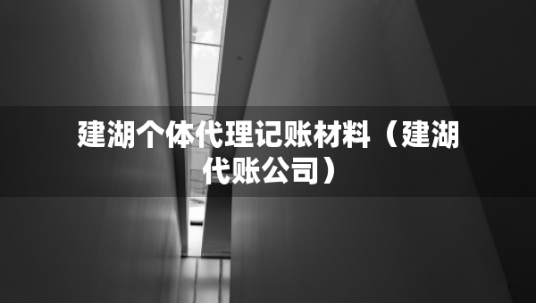 建湖個(gè)體代理記賬材料（建湖代賬公司）