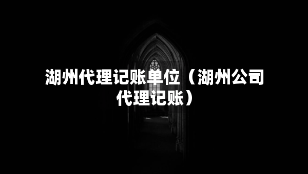 湖州代理記賬單位（湖州公司代理記賬）