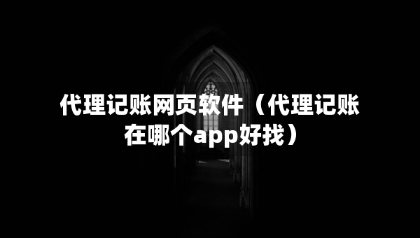 代理記賬網(wǎng)頁軟件（代理記賬在哪個app好找）