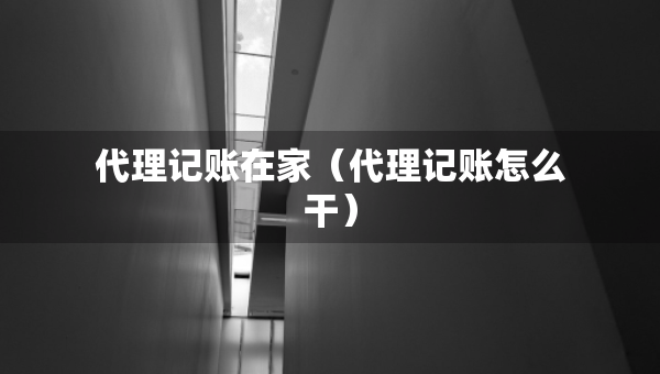 代理記賬在家（代理記賬怎么干）