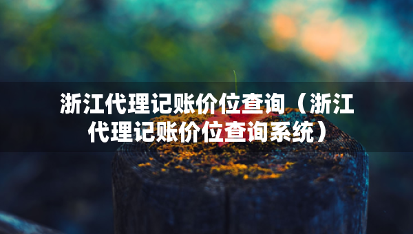 浙江代理記賬價位查詢（浙江代理記賬價位查詢系統(tǒng)）