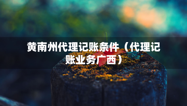 黃南州代理記賬條件（代理記賬業(yè)務(wù)廣西）