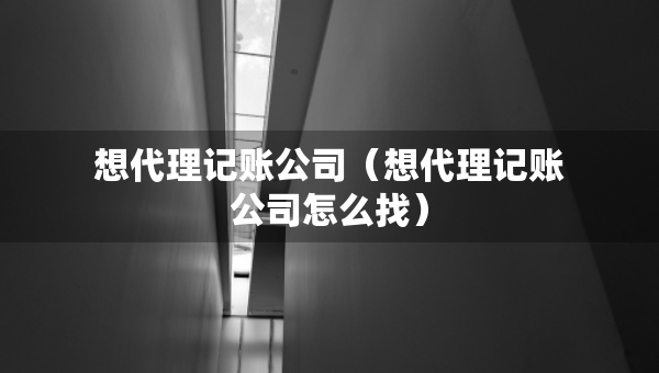 想代理記賬公司（想代理記賬公司怎么找）