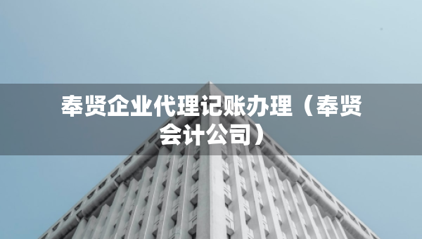 奉賢企業(yè)代理記賬辦理（奉賢會計(jì)公司）