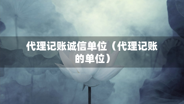 代理記賬誠(chéng)信單位（代理記賬的單位）