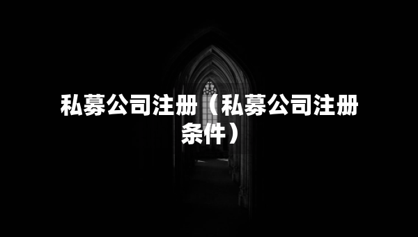 私募公司注冊（私募公司注冊條件）