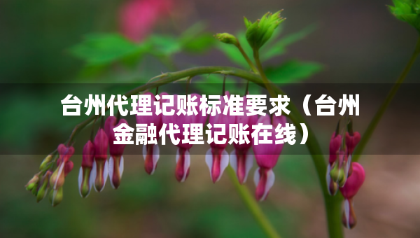 臺(tái)州代理記賬標(biāo)準(zhǔn)要求（臺(tái)州金融代理記賬在線）