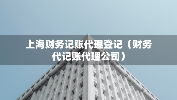 上海財(cái)務(wù)記賬代理登記（財(cái)務(wù)代記賬代理公司）