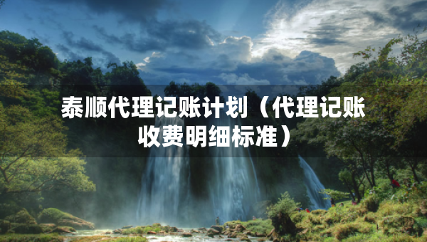 泰順代理記賬計劃（代理記賬收費(fèi)明細(xì)標(biāo)準(zhǔn)）