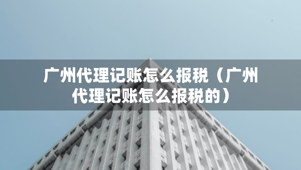 廣州代理記賬怎么報稅（廣州代理記賬怎么報稅的）