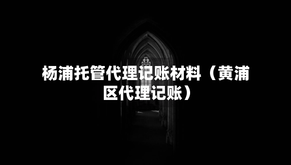 楊浦托管代理記賬材料（黃浦區(qū)代理記賬）