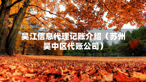 吳江信息代理記賬介紹（蘇州吳中區(qū)代賬公司）