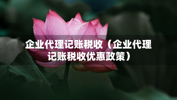 企業(yè)代理記賬稅收（企業(yè)代理記賬稅收優(yōu)惠政策）