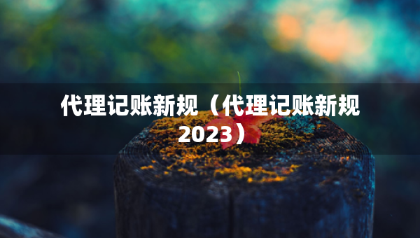 代理記賬新規(guī)（代理記賬新規(guī)2023）