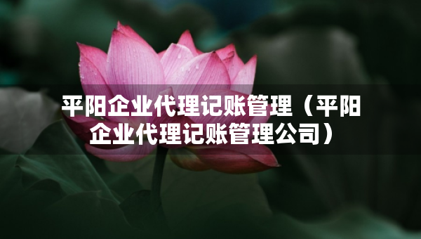 平陽企業(yè)代理記賬管理（平陽企業(yè)代理記賬管理公司）