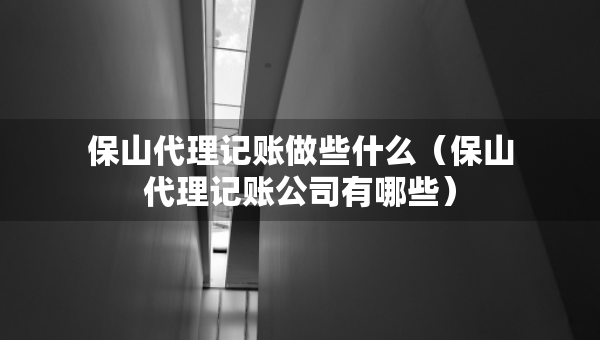 保山代理記賬做些什么（保山代理記賬公司有哪些）