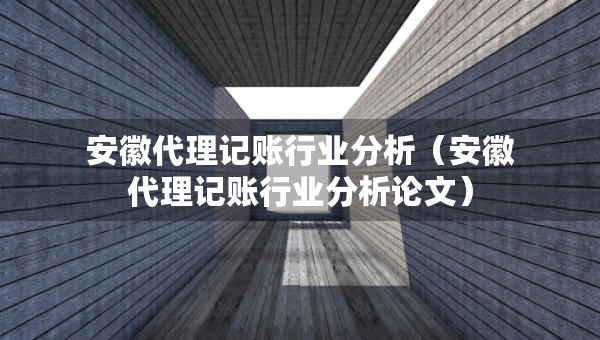 安徽代理記賬行業(yè)分析（安徽代理記賬行業(yè)分析論文）