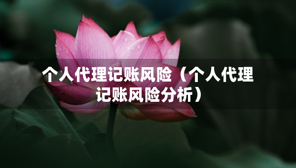 個(gè)人代理記賬風(fēng)險(xiǎn)（個(gè)人代理記賬風(fēng)險(xiǎn)分析）