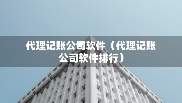 代理記賬公司軟件（代理記賬公司軟件排行）