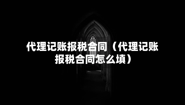 代理記賬報稅合同（代理記賬報稅合同怎么填）