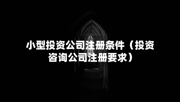 小型投資公司注冊條件（投資咨詢公司注冊要求）