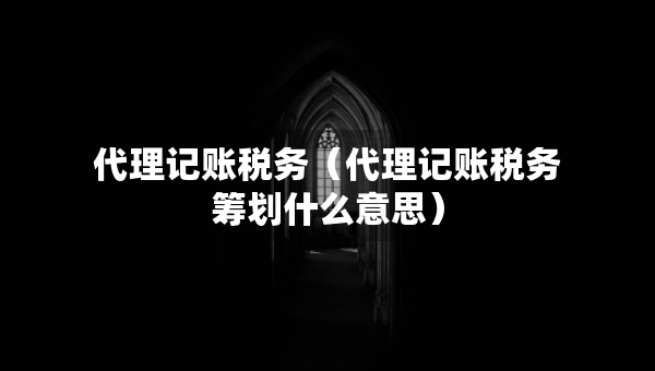 代理記賬稅務(wù)（代理記賬稅務(wù)籌劃什么意思）