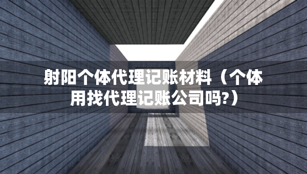 射陽(yáng)個(gè)體代理記賬材料（個(gè)體用找代理記賬公司嗎?）