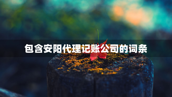 包含安陽(yáng)代理記賬公司的詞條