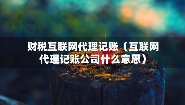 財稅互聯(lián)網(wǎng)代理記賬（互聯(lián)網(wǎng)代理記賬公司什么意思）