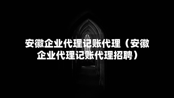 安徽企業(yè)代理記賬代理（安徽企業(yè)代理記賬代理招聘）